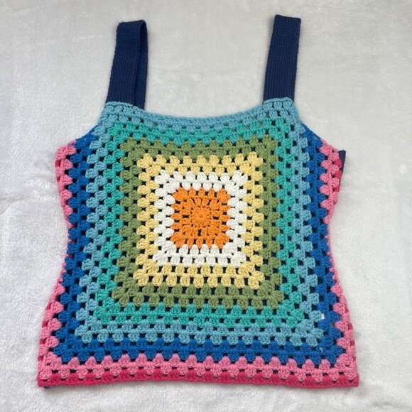 Andree by Unit Chasing Rainbows Crochet Tank Top‎ Women's Size Medium Retro Boho - Picture 4 of 8